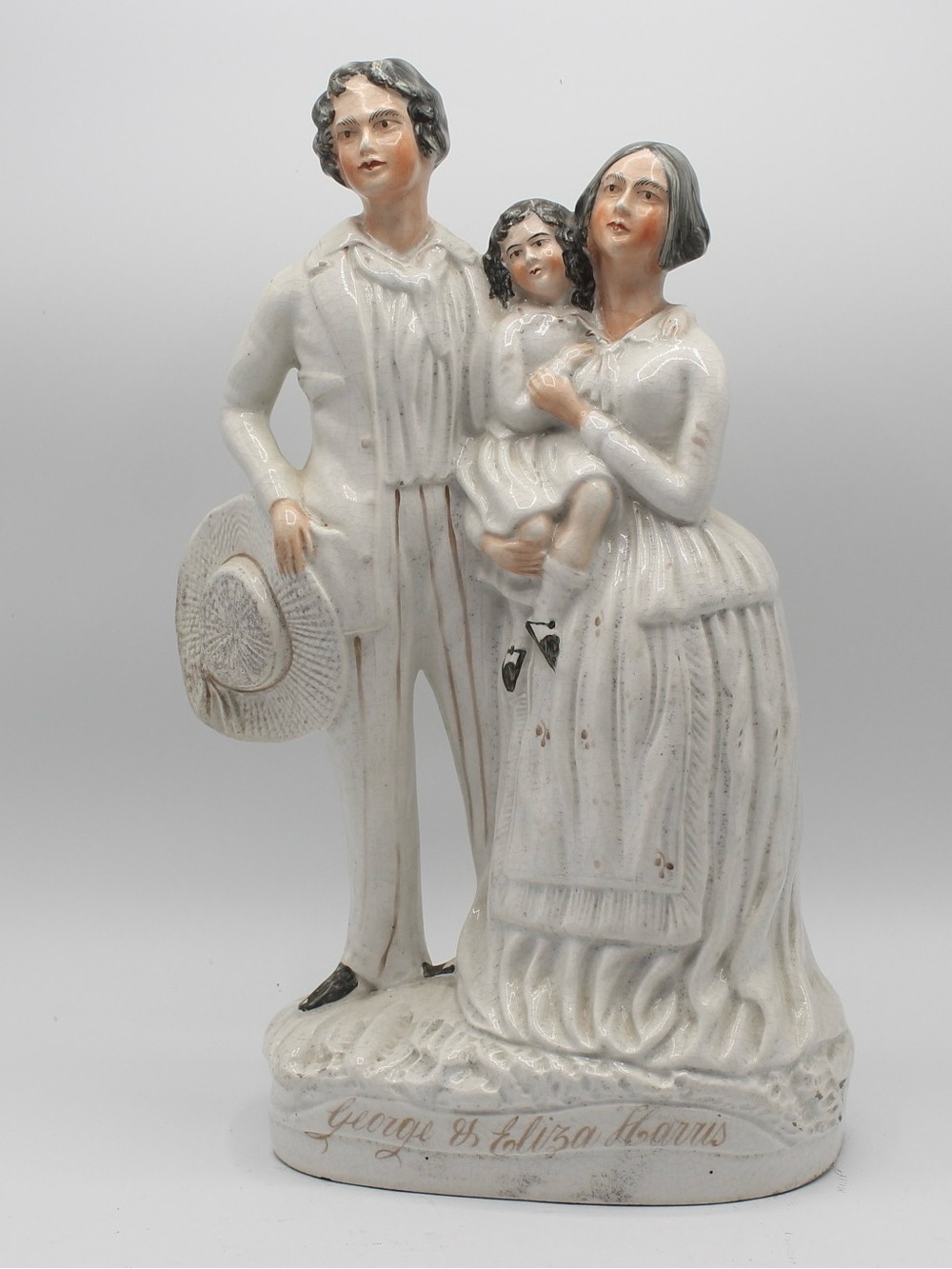 Large Antique Staffordshire Figures 'George & Eliza Harris' Uncle Tom's Cabin